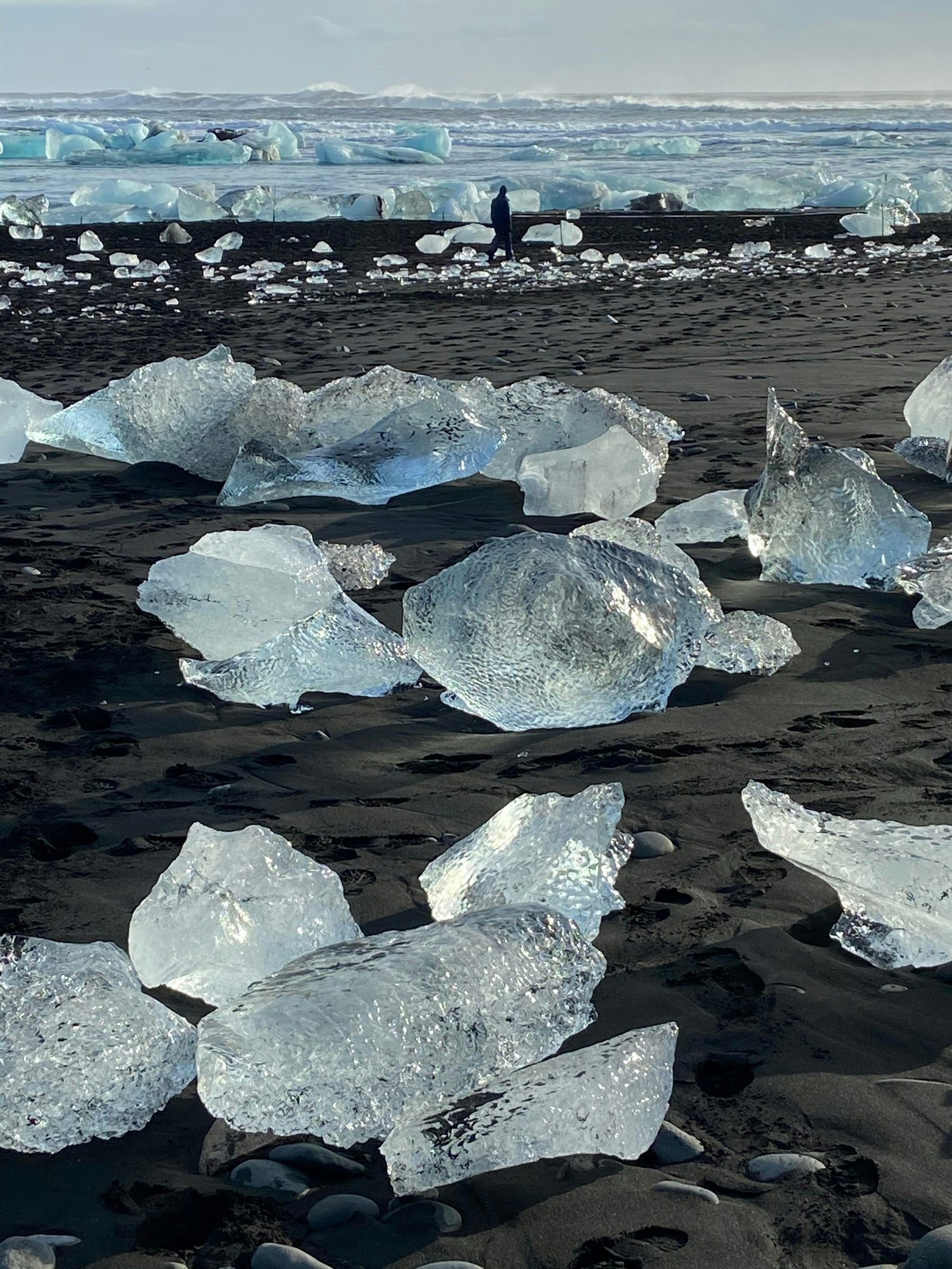 Diamond Beach Iceland ice on black sand